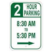 Right Arrow 18" x 12" Timed Parking Sign