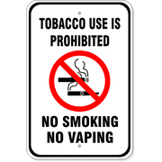 Tobacco Use Prohibited 18" x 12" Aluminum Sign 