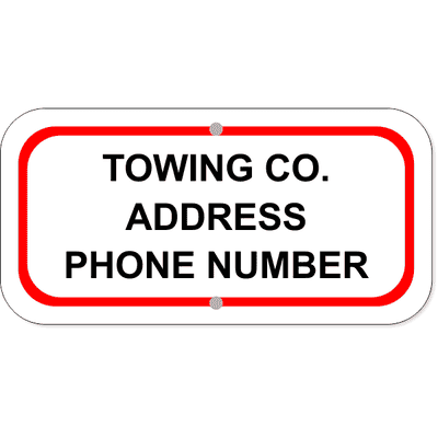 Tow Company Information Aluminum Sign | 6" x 12"