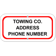 Tow Company Information 6" x 12" Aluminum Sign