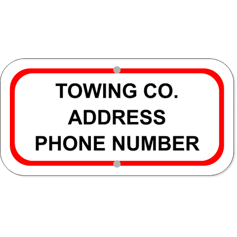Tow Company Information 6" x 12" Aluminum Sign