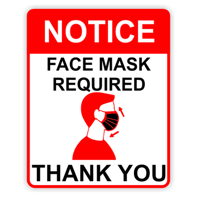 Face Mask Required - Red Notice Sign