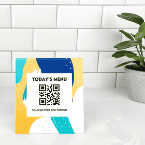 Custom QR Code Today's Menu Trendy Table Top Sign