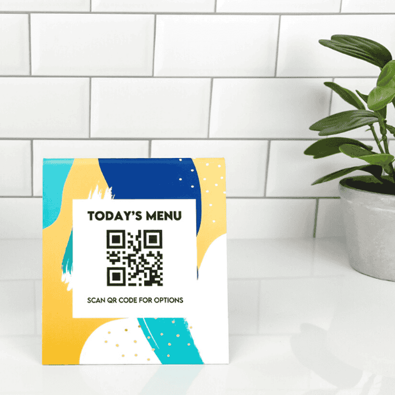 Custom QR Code Today's Menu Trendy Table Top Sign
