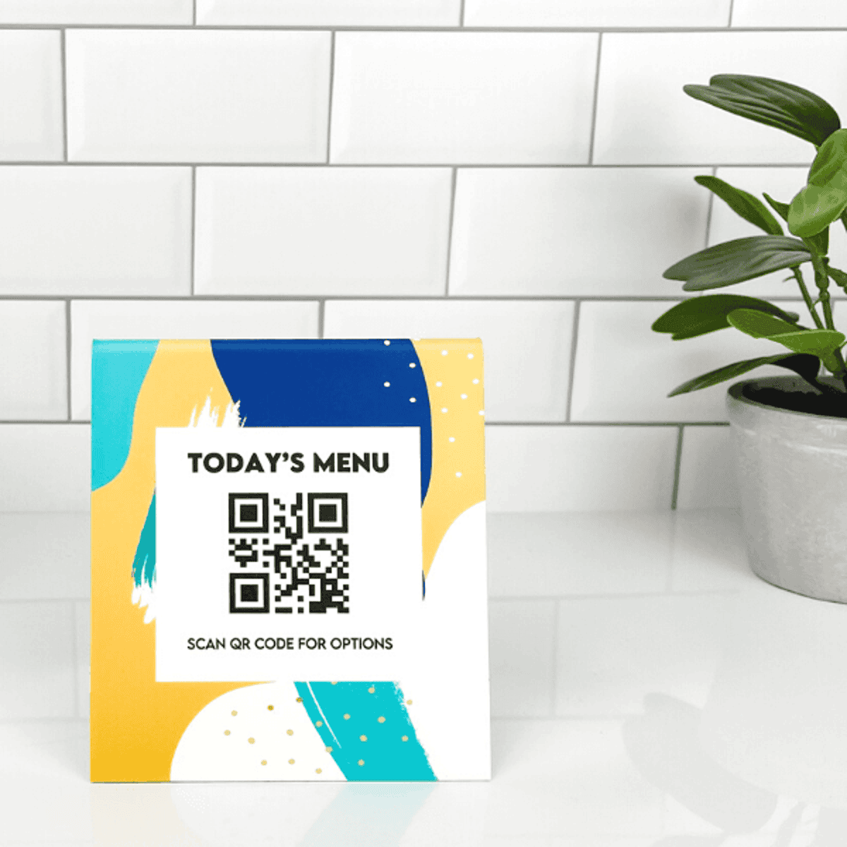 Custom QR Code Today's Menu Trendy Table Top Sign