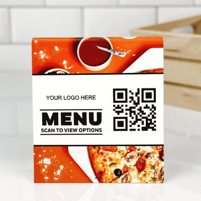 Custom QR Code with Image 4" x 5" Menu Table Top Sign - alternate view