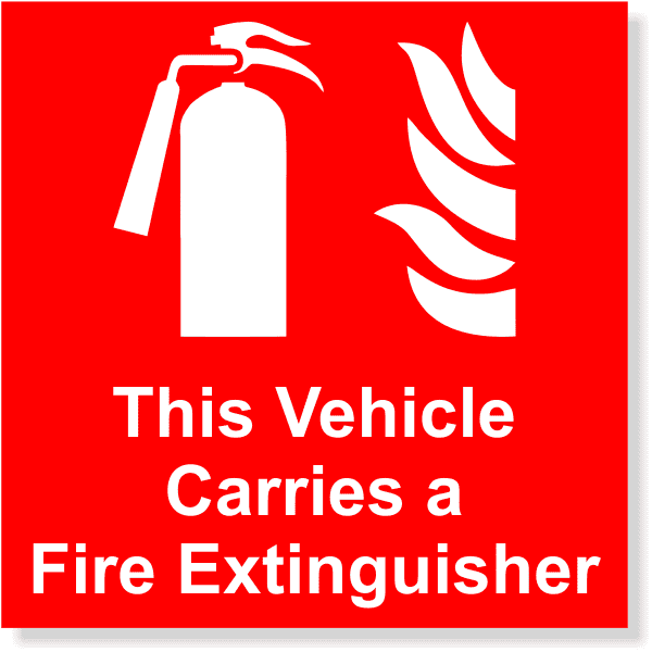 4" x 4" Vehicle Carries a Fire Extinguisher Full Color Decal