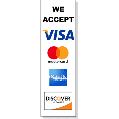 Vertical Credit Card Accepted Decal | 10" x 3"