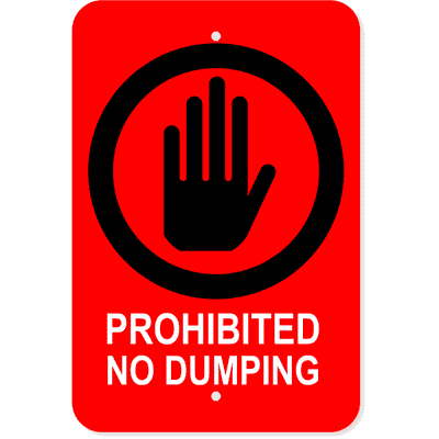 Vertical Dumping Prohibited Sign