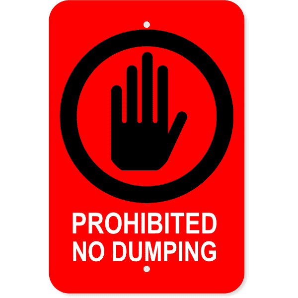 Vertical Dumping Prohibited Sign
