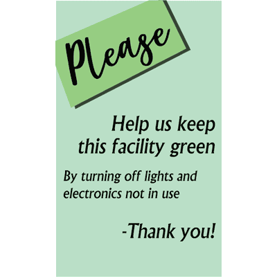 Vertical Green Facility Conserve Energy Sign