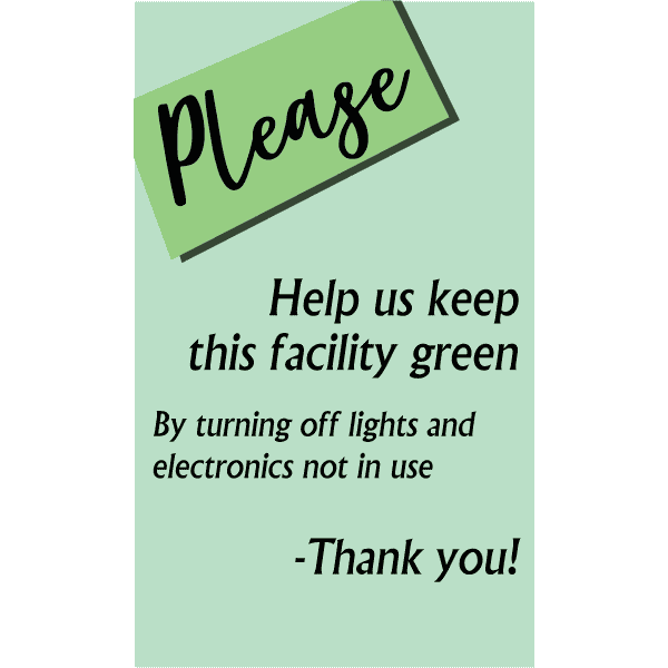 Vertical Green Facility Conserve Energy Sign
