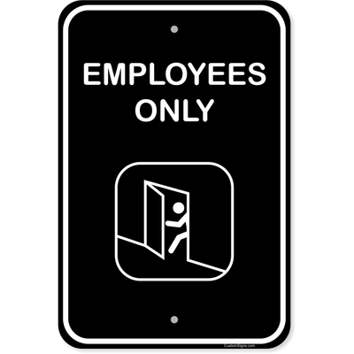Vertical Illustrated Employees Only Aluminum Sign | 18" x 12"