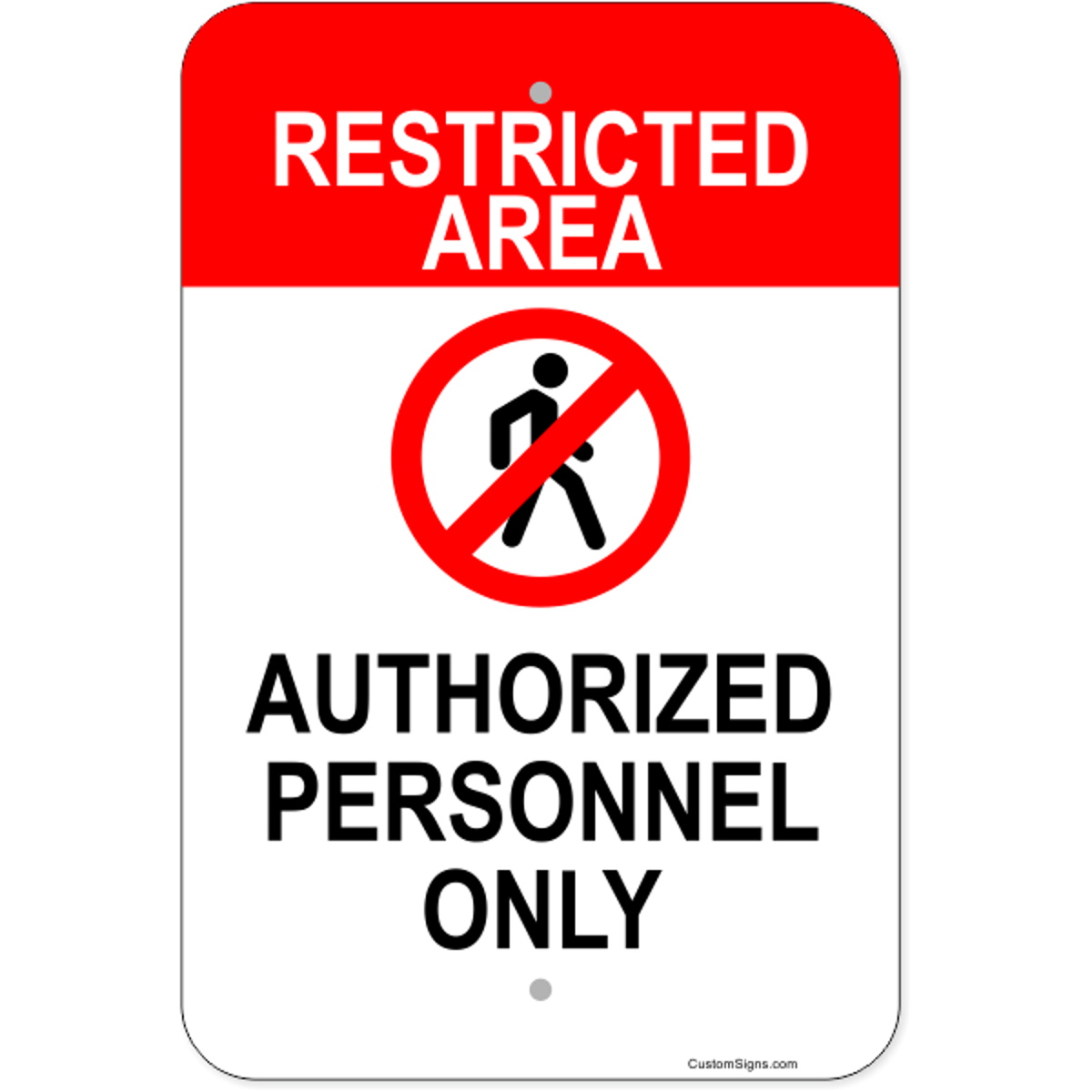 Vertical Restricted Area Authorized Personnel Aluminum Sign | 18" x 12"