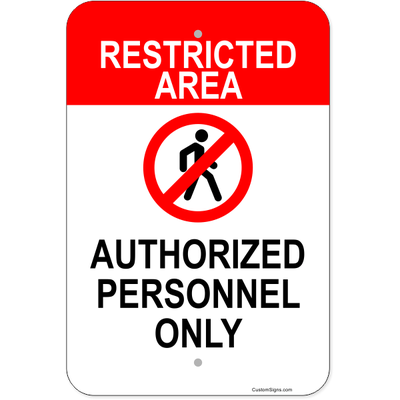 Vertical Restricted Area Authorized Personnel Aluminum Sign | 18" x 12"