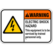 Warning Electric Shock Hazard 12" x 18" Aluminum Sign