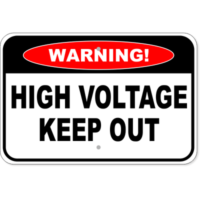 Warning High Voltage Aluminum Sign | 12" x 18"