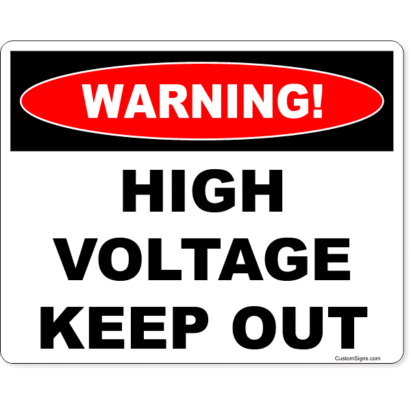 Warning High Voltage 8" x 10" Full Color Sign 