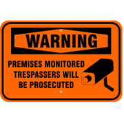Warning Premises Monitored 12" x 18" Aluminum Sign