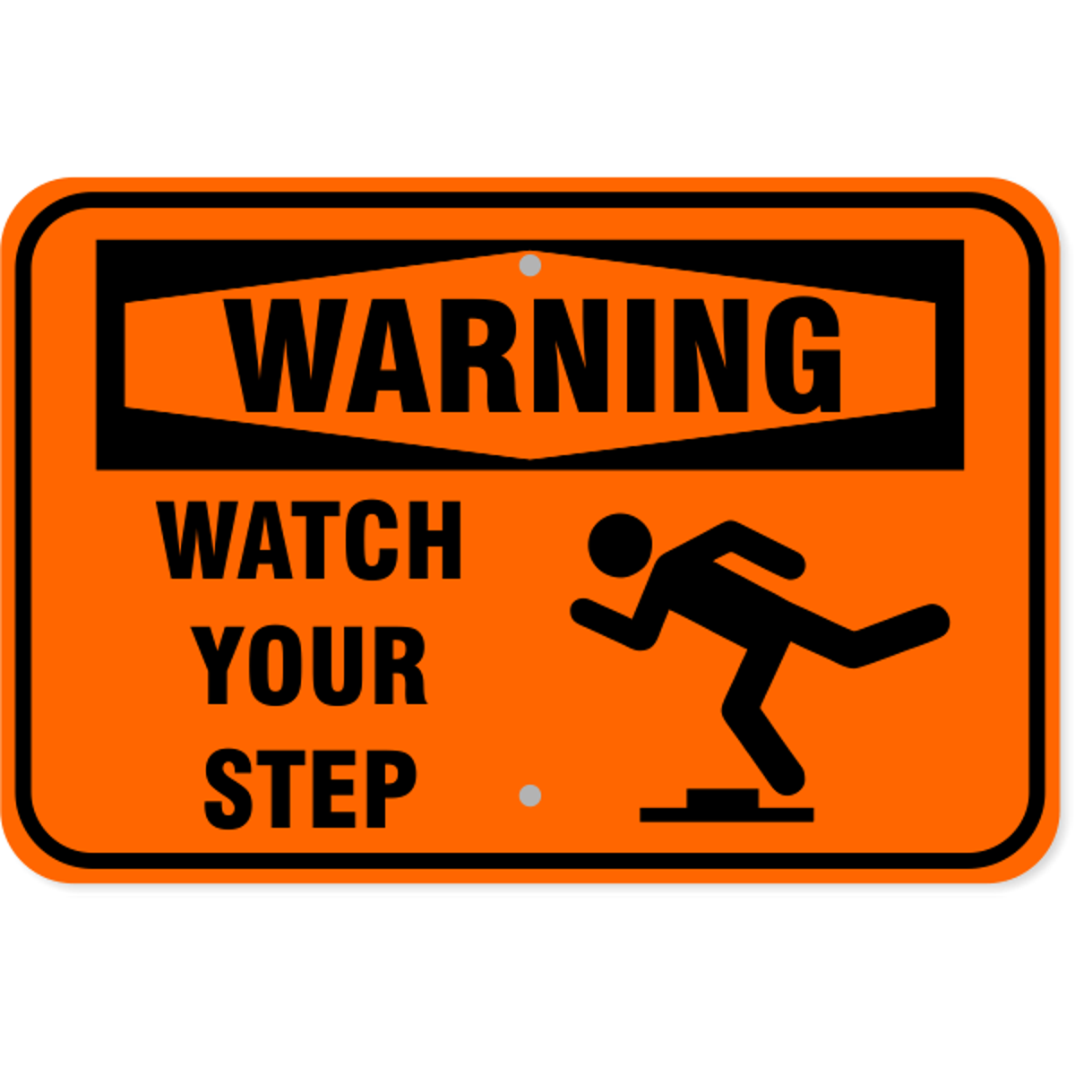 Warning Watch Your Step Icon Aluminum Sign | 12" x 18"