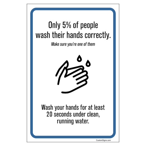 Wash for 20 Seconds Hand Washing 6" x 4" Full Color Sign