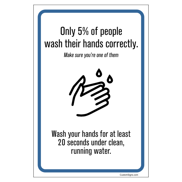 Wash for 20 Seconds Hand Washing 6" x 4" Full Color Sign