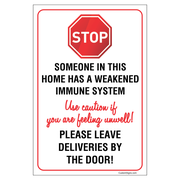 Weakened Immune System 9" x 6" Safety Sign