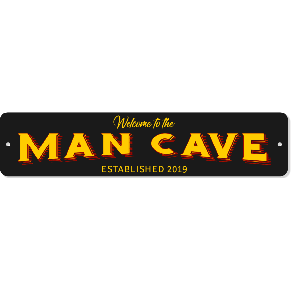 Welcome to the Man Cave 4" x 18" Aluminum Sign
