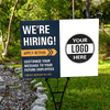 Custom Logo We're Hiring Yard Sign In Black - Lifestyle