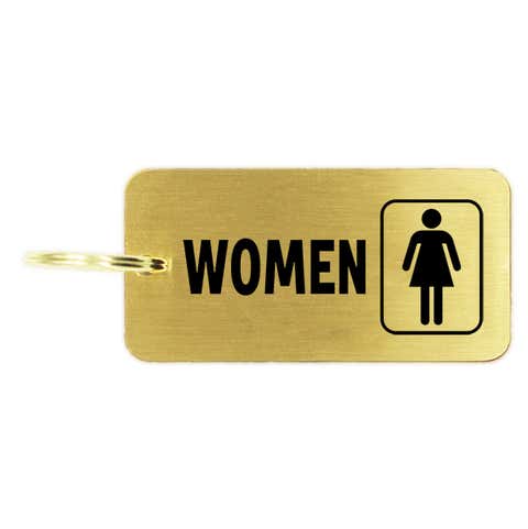 Women's Restroom Icon Brass Key Chain