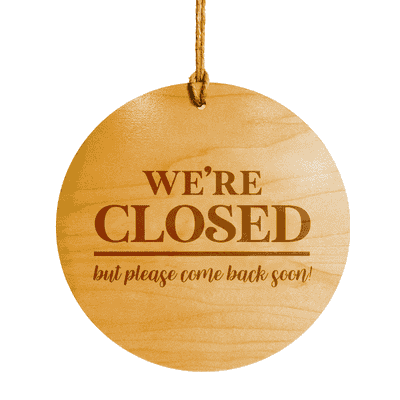 We're Open and Happy to See You 8" Wood Engraved Open Sign - alternate view
