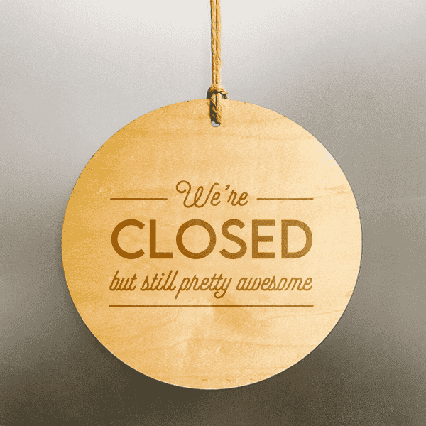 We're Open and Pretty Awesome Wood Engraved Open Sign