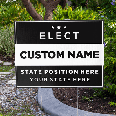 Generic Custom Political Yard Sign Next to Pavement