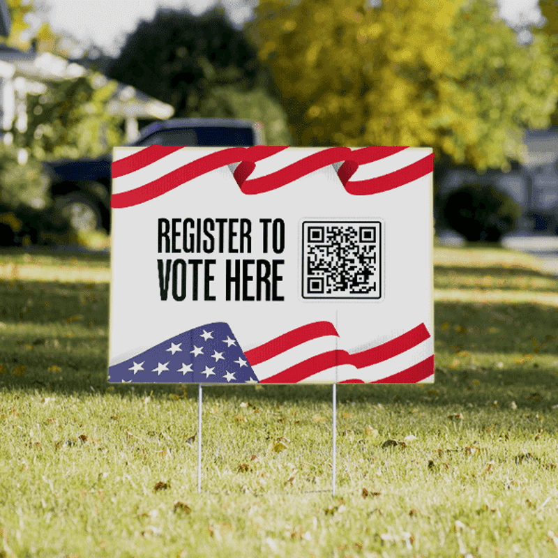 Register to Vote Here Custom QR Code Political Yard Sign