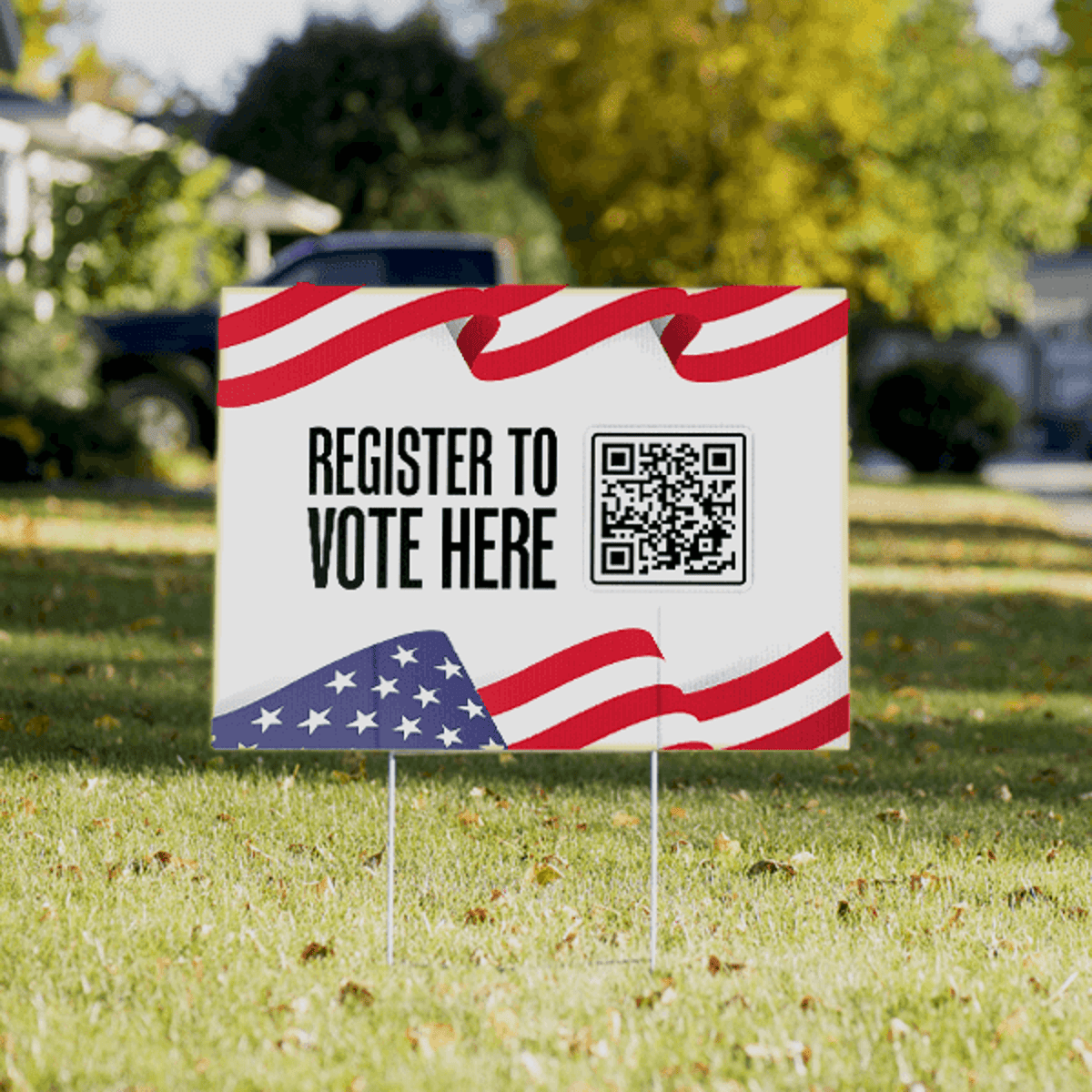 Register to Vote Here Custom QR Code Political Yard Sign