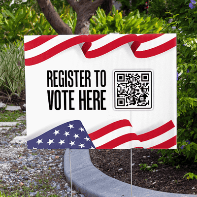 Register to Vote Here Custom QR Code Political Yard Sign