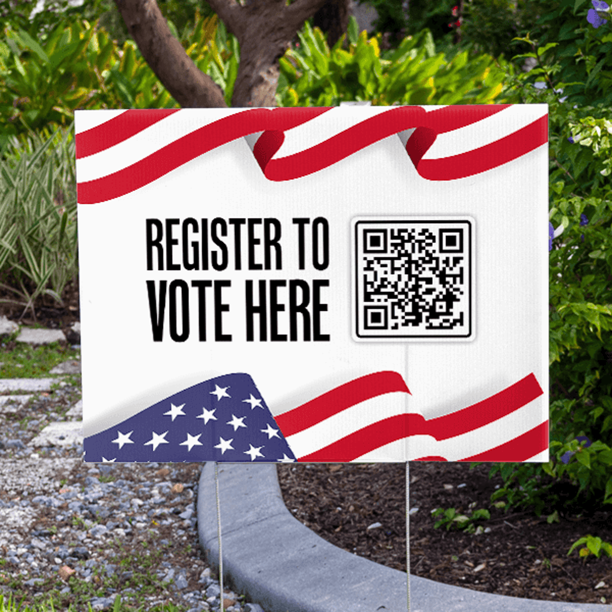 Register to Vote Here Custom QR Code Political Yard Sign
