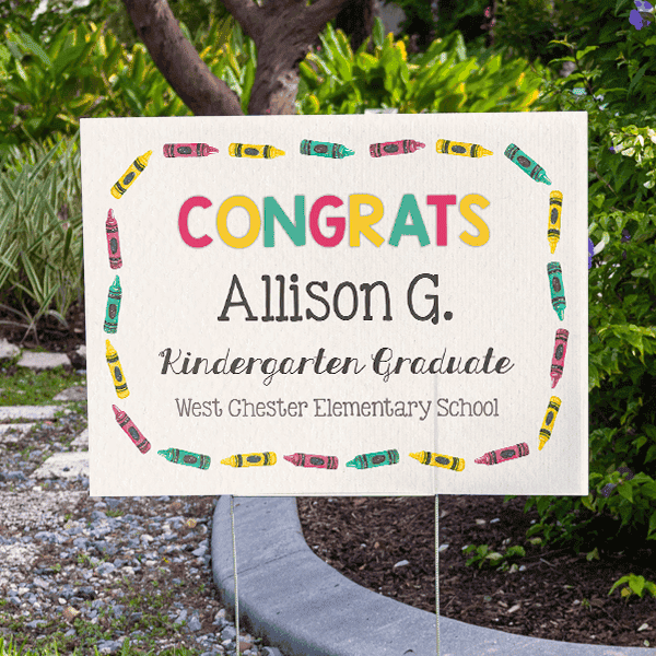 Congrats Kindergarten Graduation Yard Sign in Yard