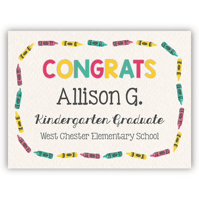Congrats Kindergarten Graduation Yard Sign