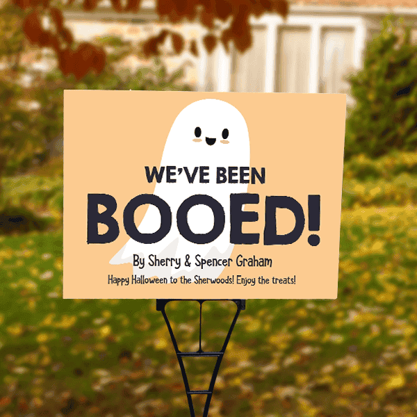 We've Been Bood with Cute Ghost Custom Halloween Yard Sign Lifestyle