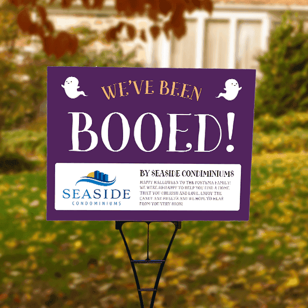 We've Been Booed with Custom Logo Yard Sign Lifestyle