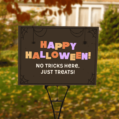 No Tricks Just Treats Halloween Yard Sign - alternate view