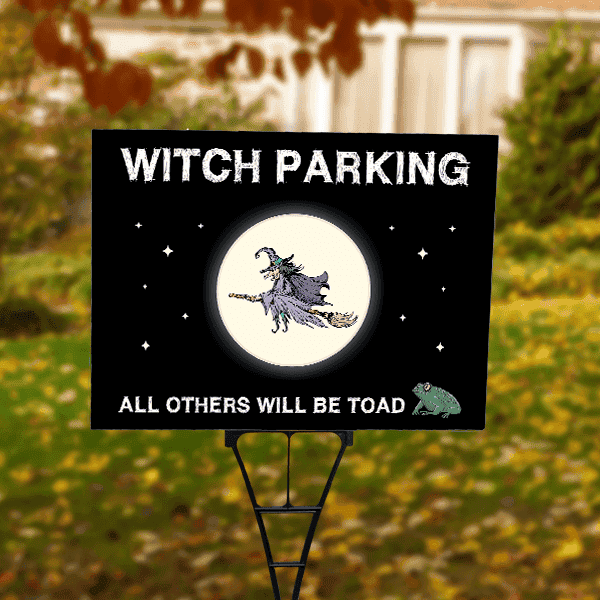 Witch Parking Halloween Yard Sign Lifestyle