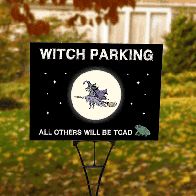 Witch Parking Halloween Yard Sign - alternate view