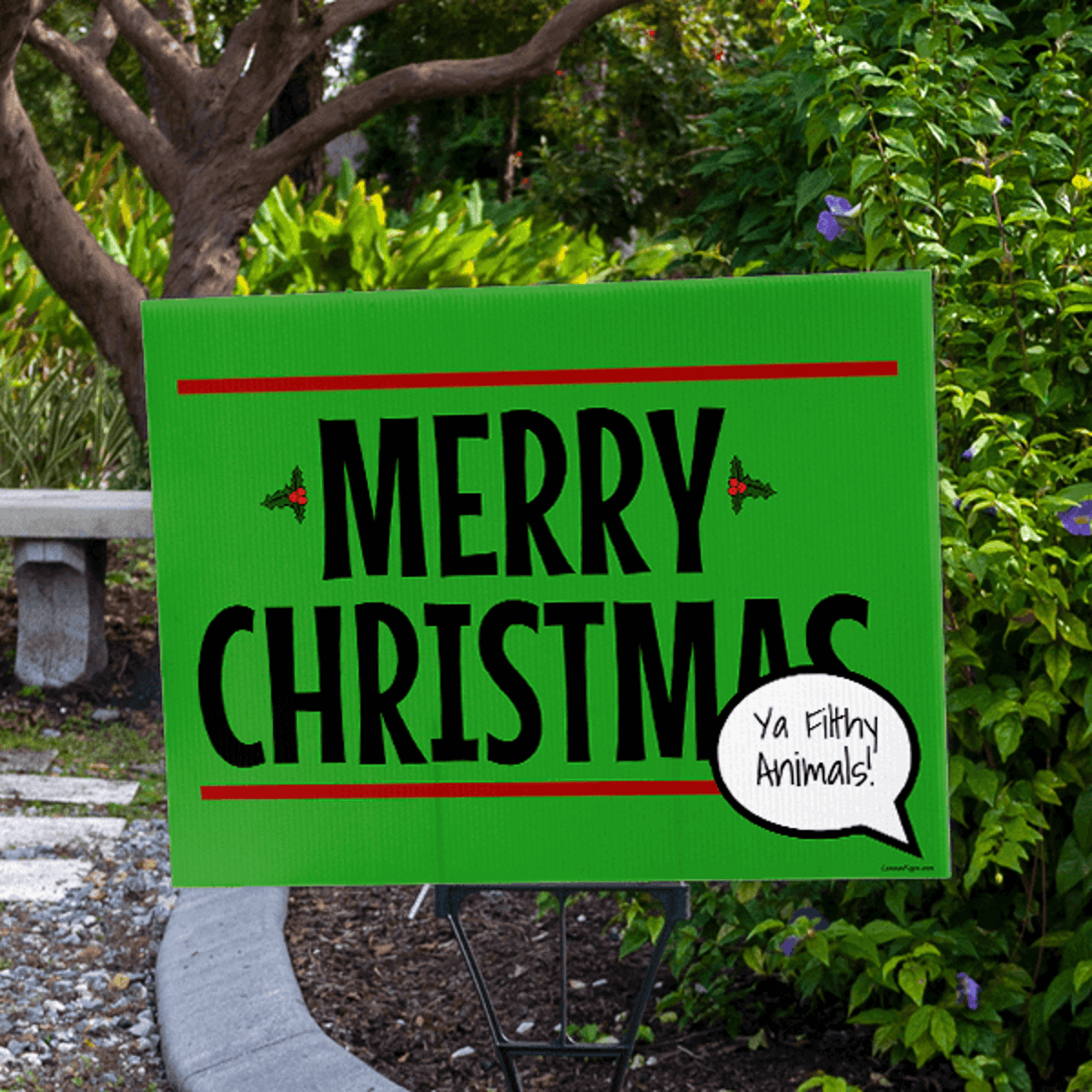 Merry Christmas You Filthy Animals Holiday Yard Sign
