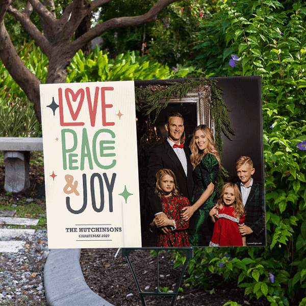Love Peace Joy Holiday Yard Sign