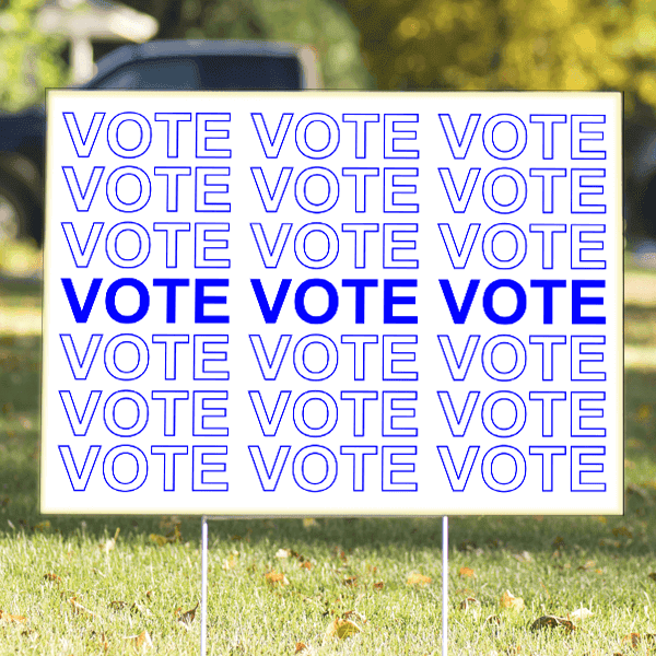 Thank You Bag Style Blue "Vote" Yard Sign | 18" x 24"
