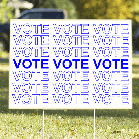Thank You Bag Style Blue "Vote" Yard Sign | 18" x 24"