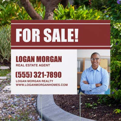 Custom Real Estate For Sale Yard Sign | Red Design with Image - alternate view