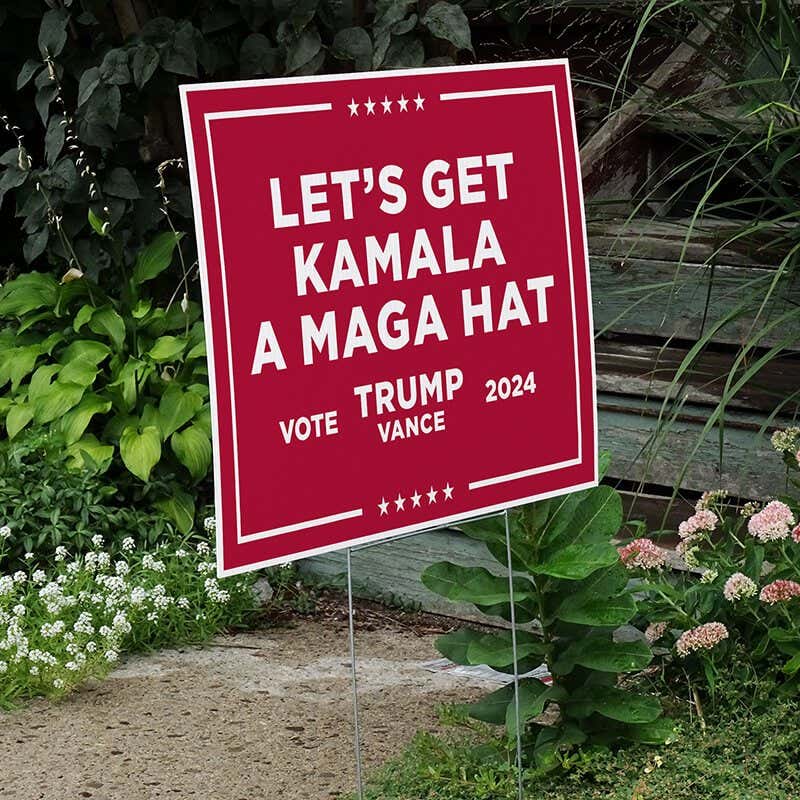 Get Kamala a MAGA Hat | Trump Vance Yard Sign next to stairs